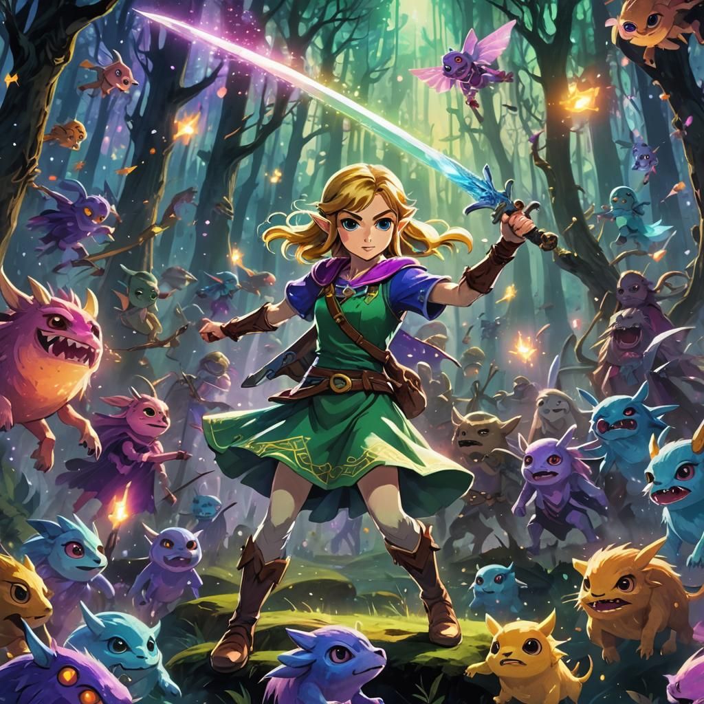 Zelda's Cosmic Battle in Enchanted Forest