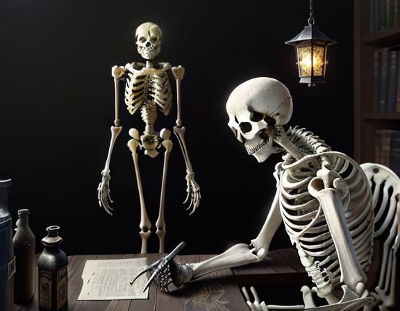 Furry Skeleton Bone Repair, Dark Fantasy Art