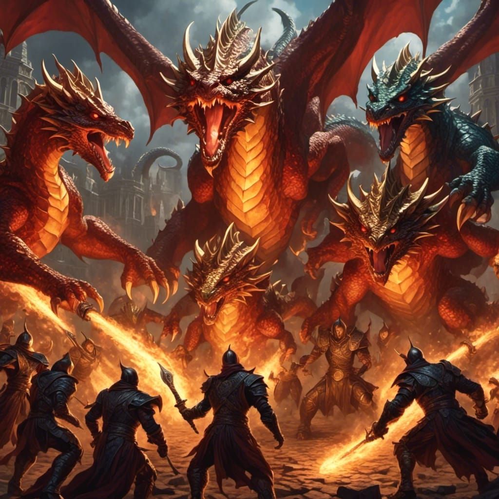 Epic D&D Battle: Heroes vs. Tiamat Hydra Dragon