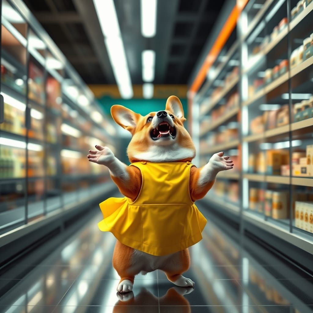 Frustrated Corgi Confronts Manager in Hyper-Realistic Retail...
