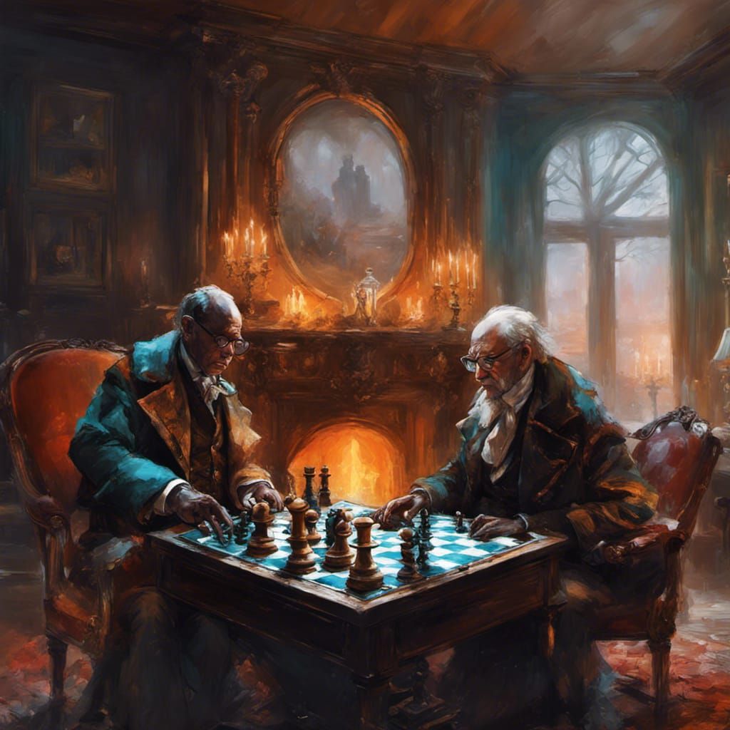 Two Old Men Play Chess