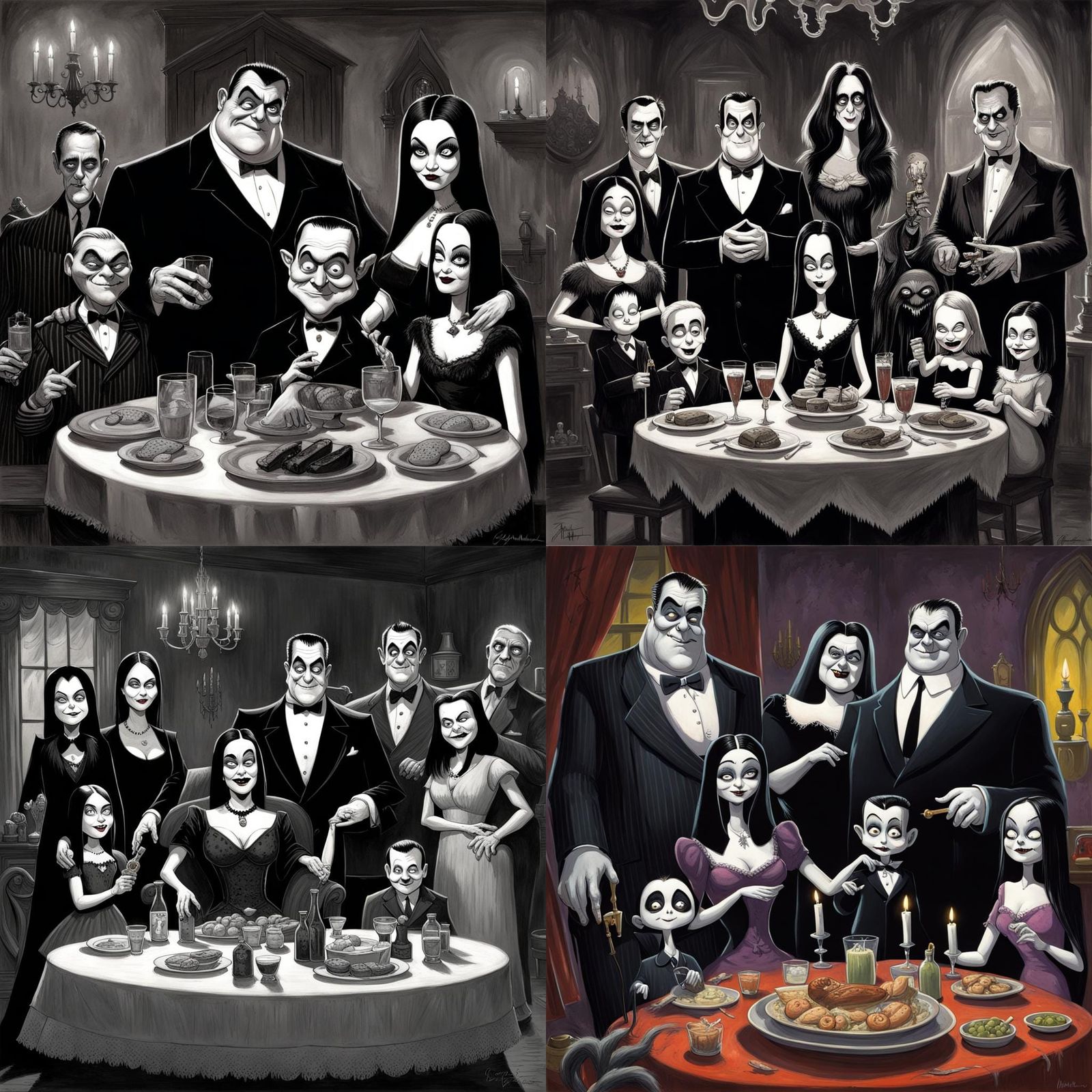 Addams Family partying with the Munsters