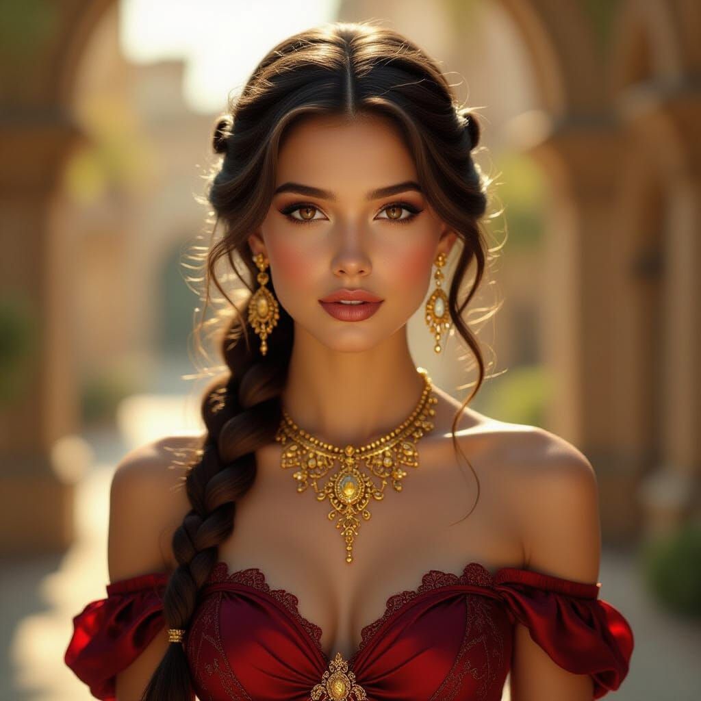 This is a highly detailed, digital illustration of a young w...