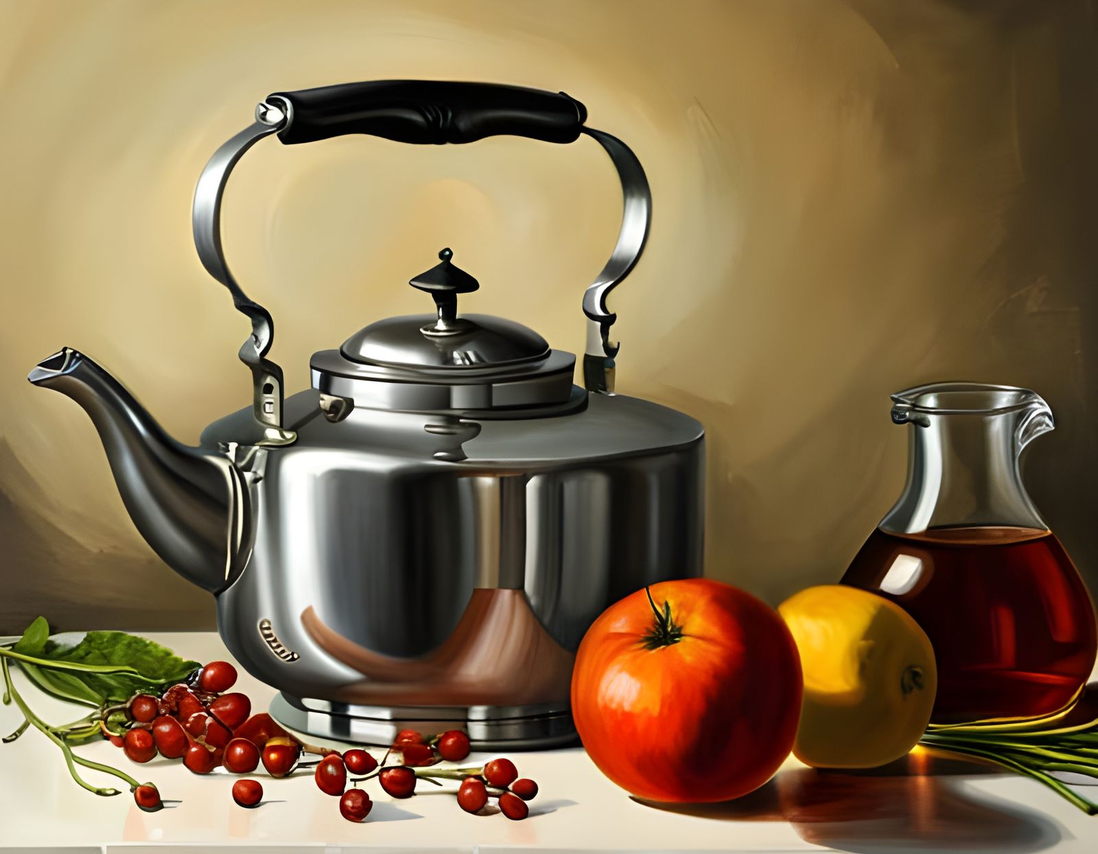 Tea Kettle Still Life in Style of Old Masters