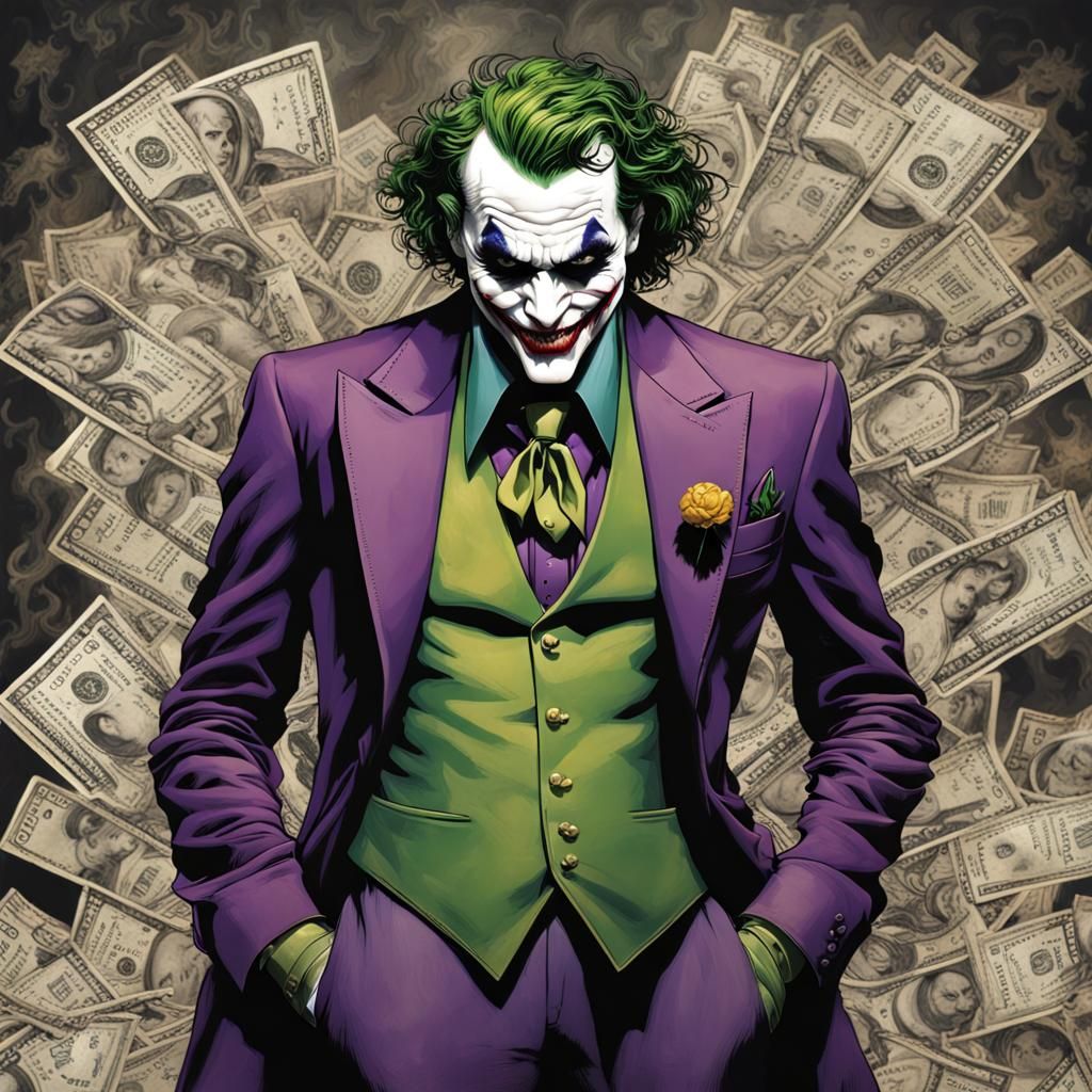 Opulent Joker Portrait in Art Nouveau Style