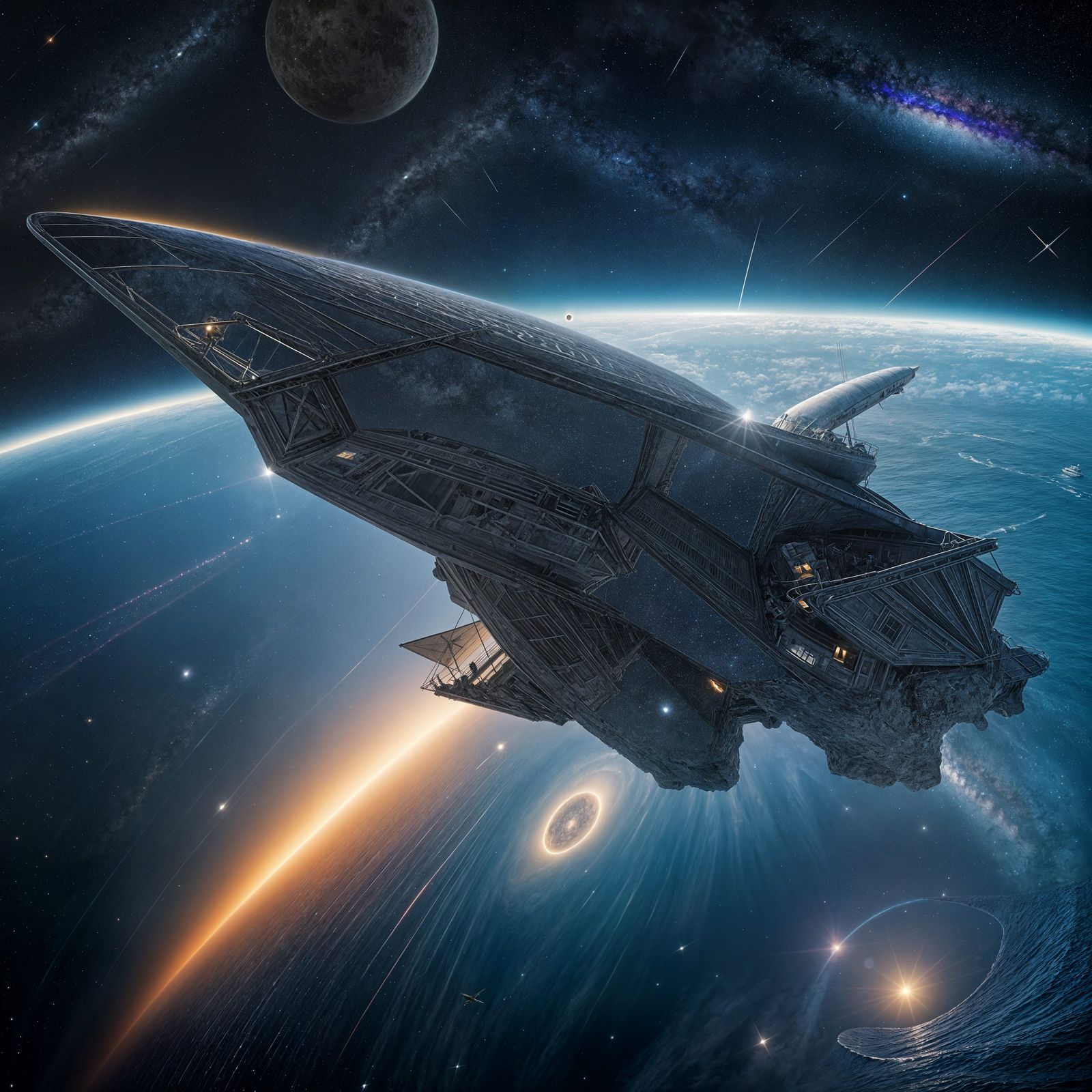 Celestial Ship Sailing Through the Cosmos