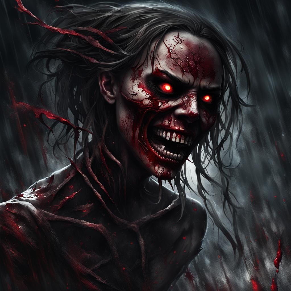 Macabre Gothic Beauty Screaming in Dark Fantasy Style