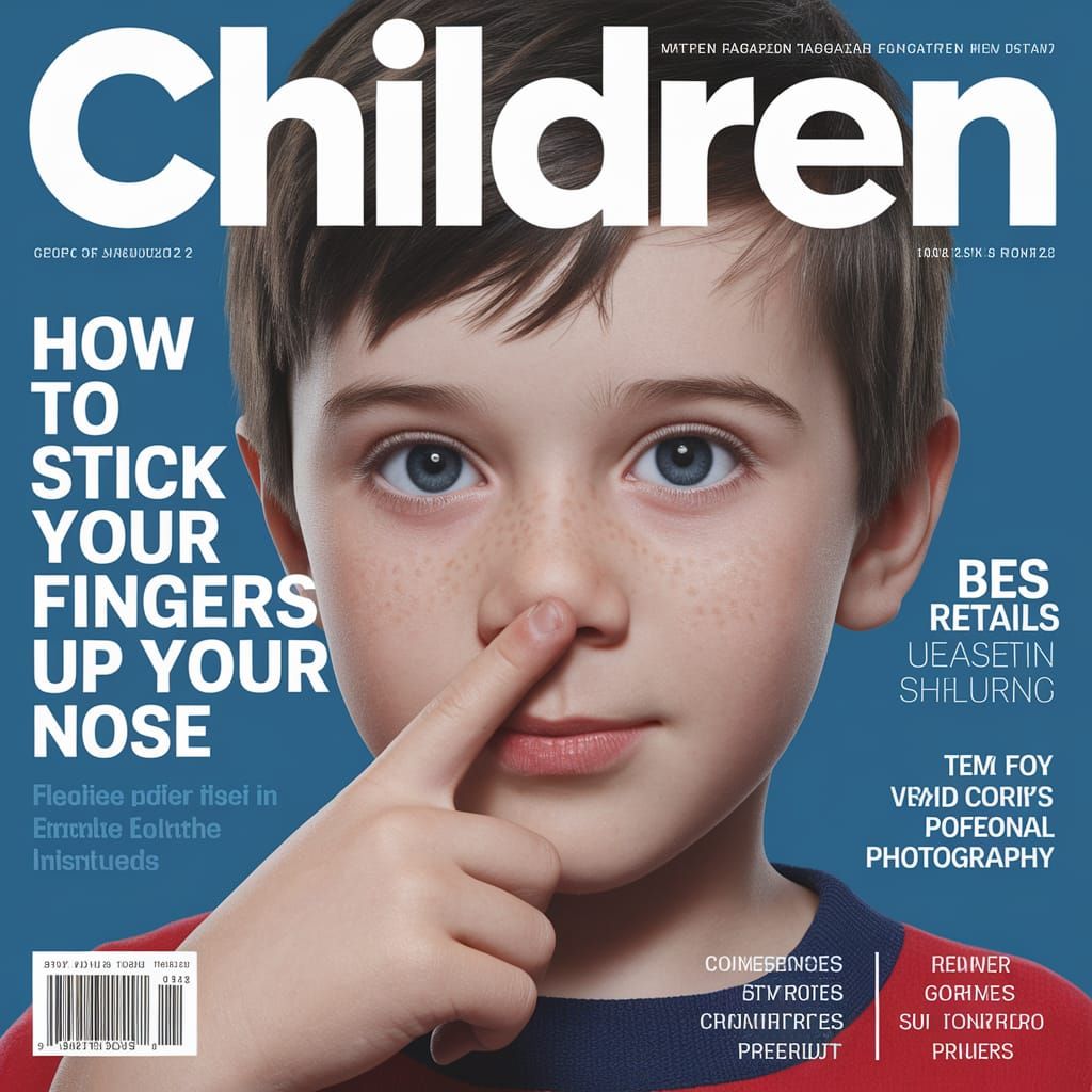 Humorous Magazine Cover for Children: Nose Picking
