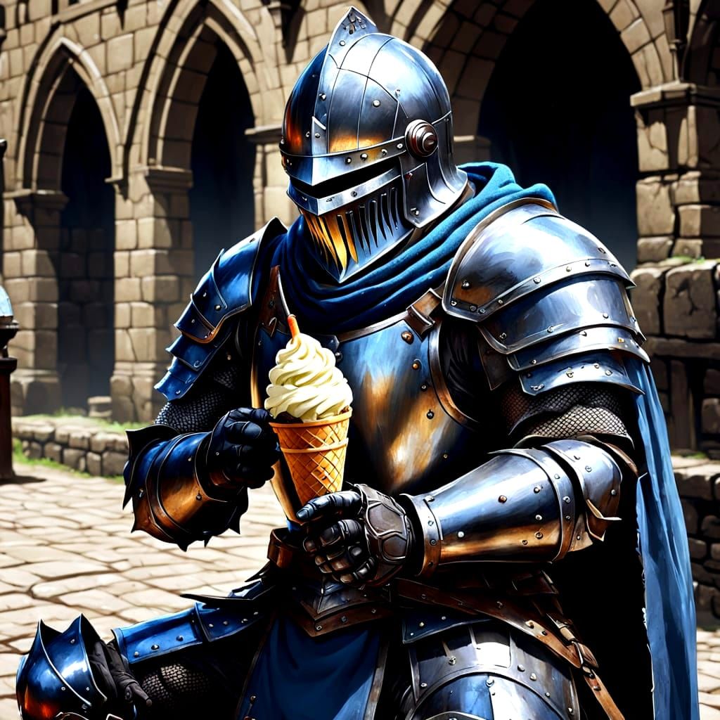Medieval Knight Eats Ice Cream, Dark Souls Style