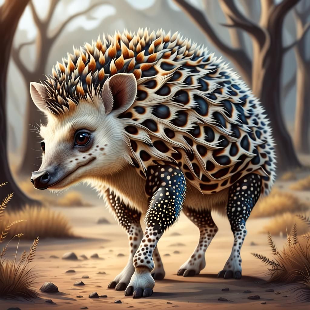 Hedgehog Giraffe Hybrid Fantasy Creature