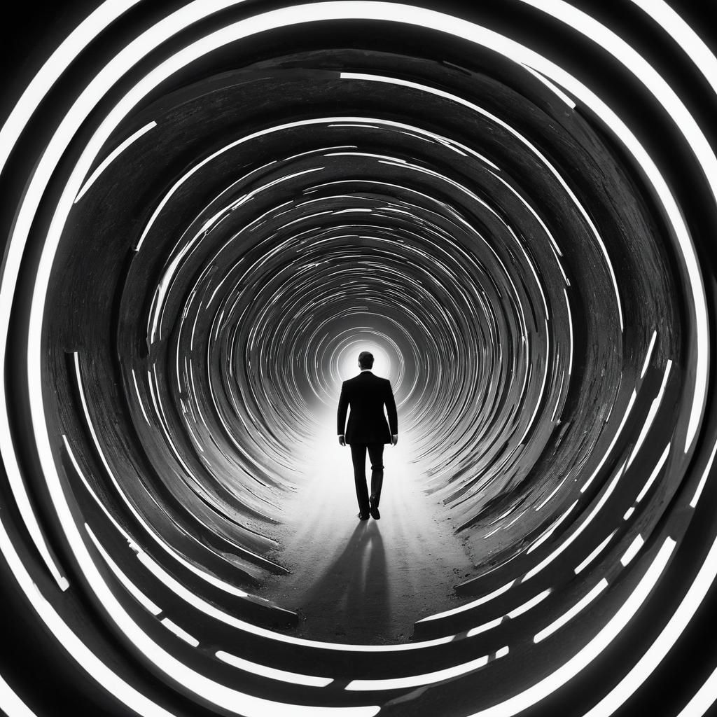 James Bond 007  holding a gun, being chased down Optical Ill...