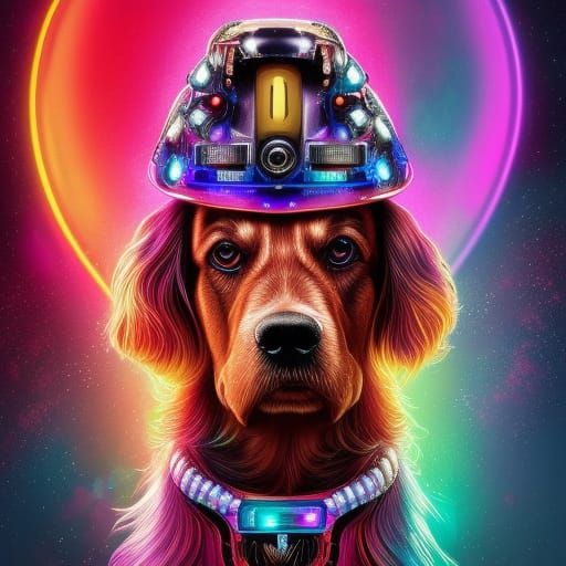 Cyber Punk Spaniel - Neon Nimbus the Spaniel by Lord Elboron