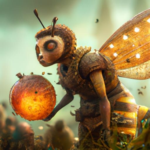 Fantastical Honeybee Matte Painting in Deep Color
