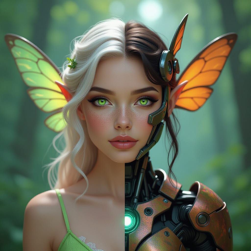 Fairy Meets Android: A Cyberpunk Portrait