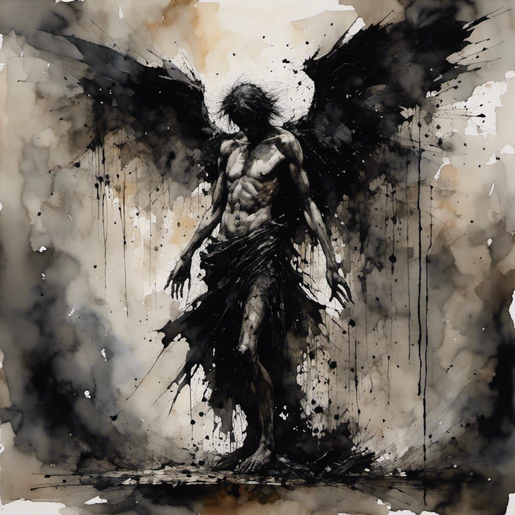 Dark angel in charcoal
