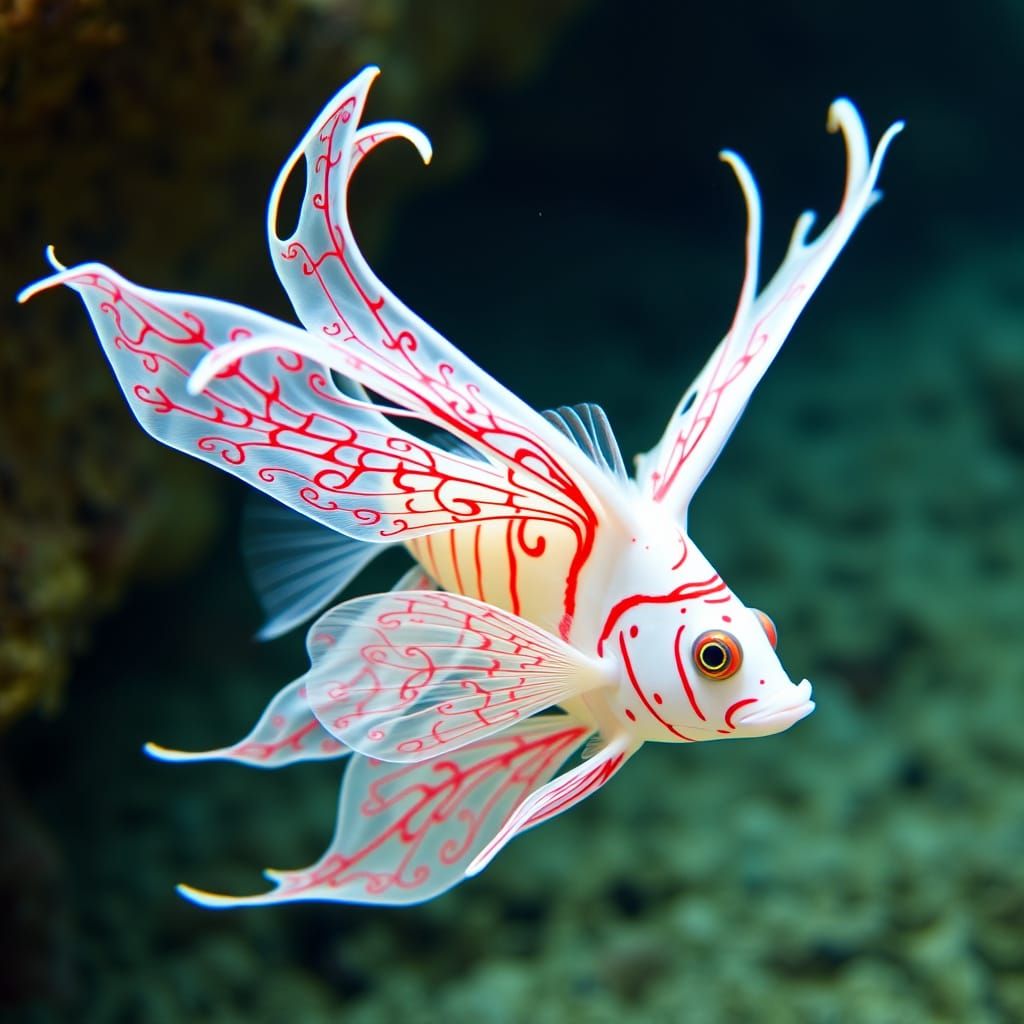 Under water scene of a Angel Fish with long flowing intricat...