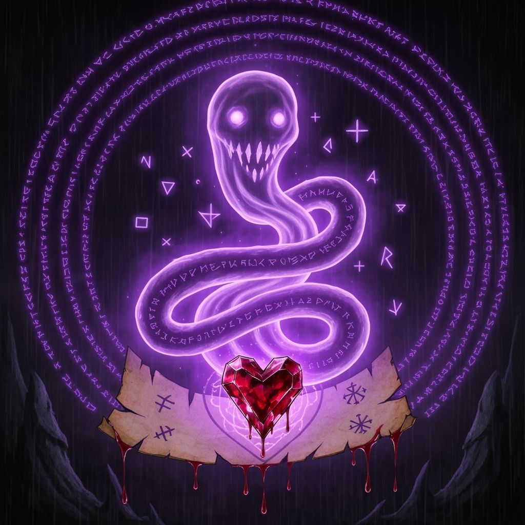 Echoshade Emerges from Violet Parchment with Garnet