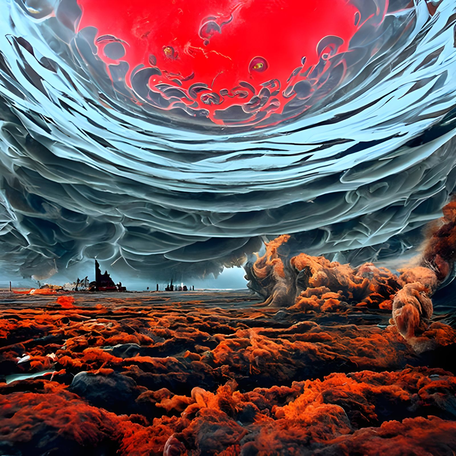 Maelstrom of Clouds over Tumultuous Sea