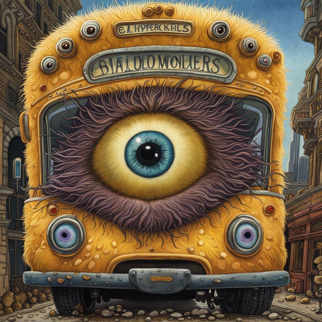 A very horrified monster school bus on the first day of school