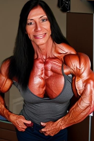Extremely Muscular Female Bodybuilder