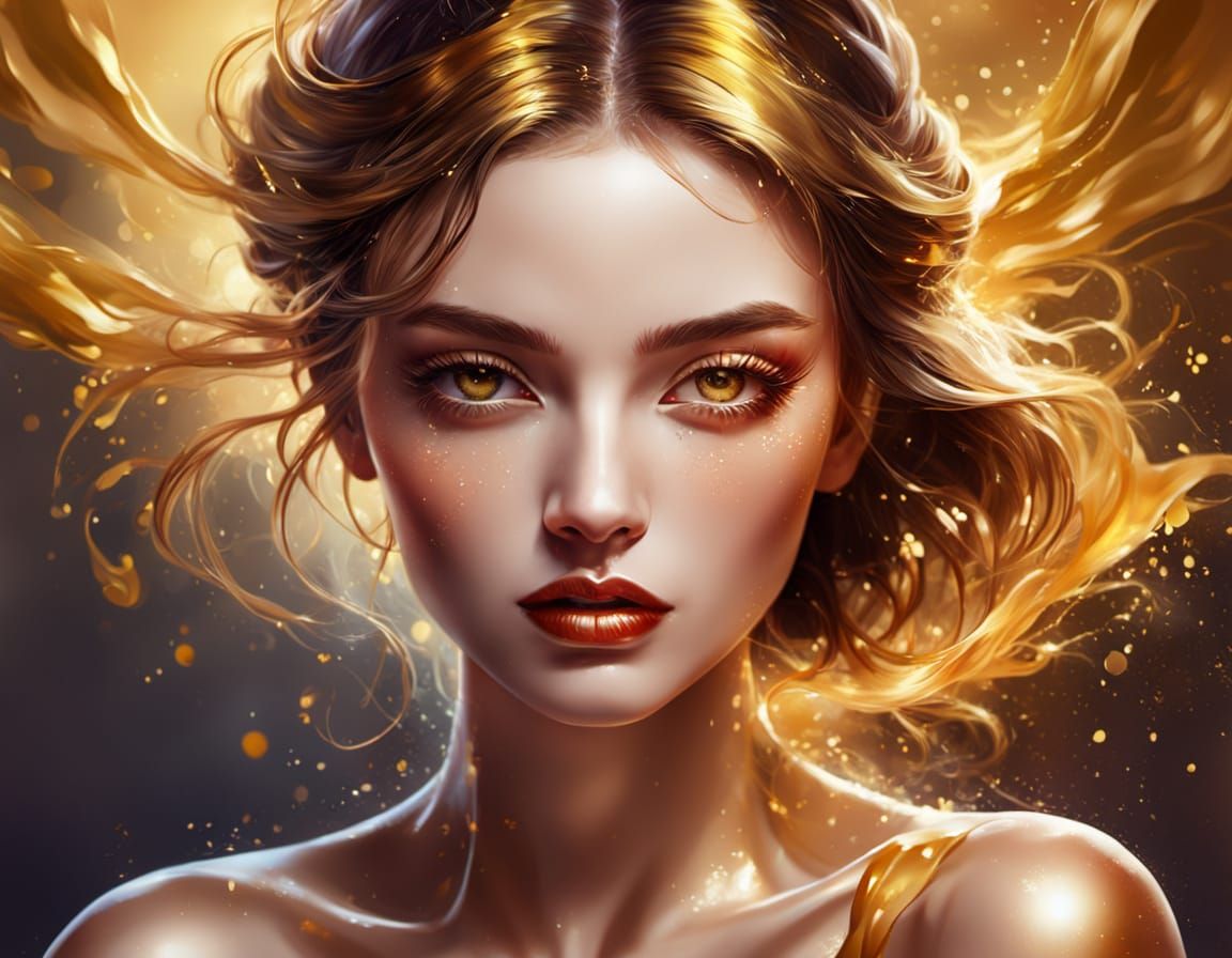Elegant Demure Seductress in Vibrant Digital Art
