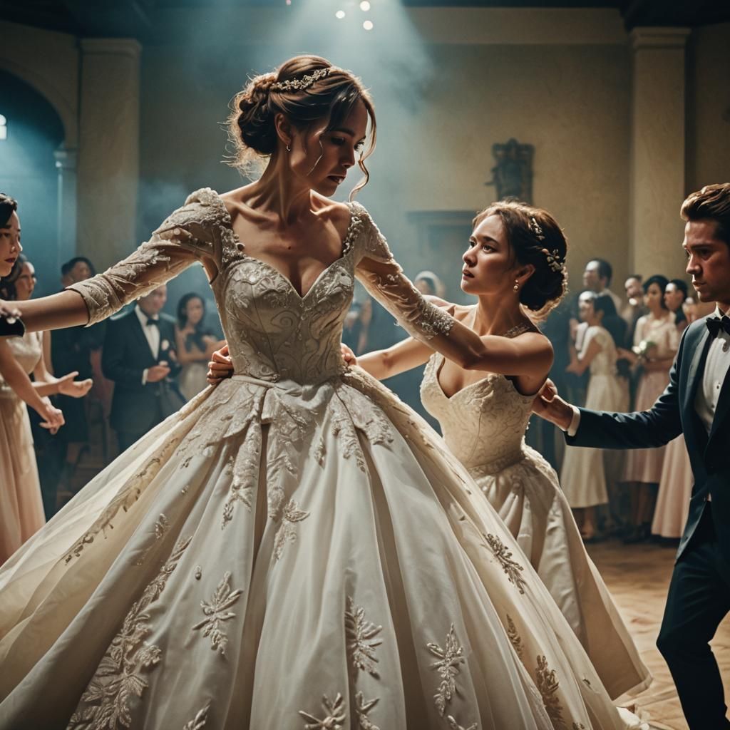 Dramatic Wedding Confrontation in Cinematic Style