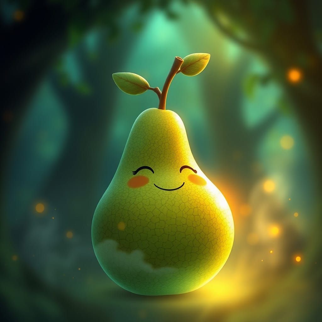 Serene Pear in Enchanted Forest