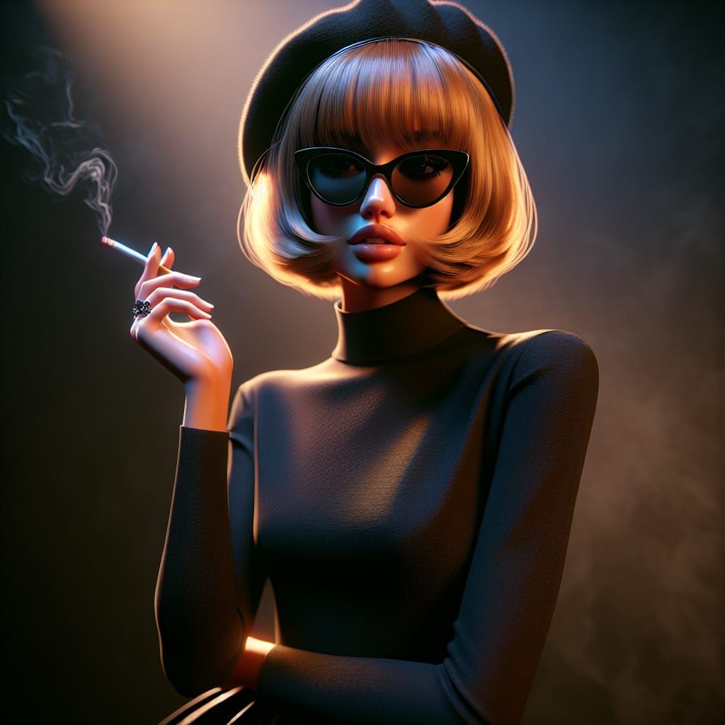 Beatnik Girl in 1960s Concept Art