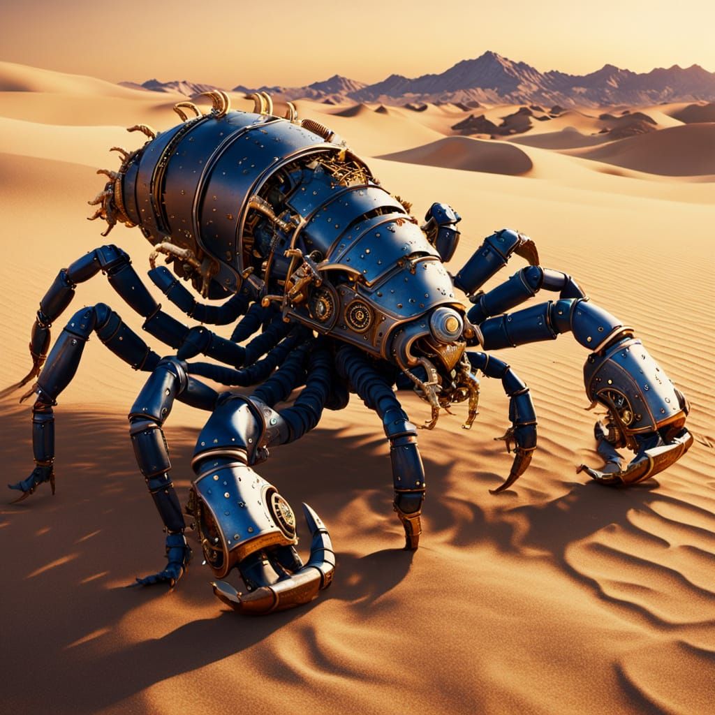 Colossal Steampunk Scorpion in Space
