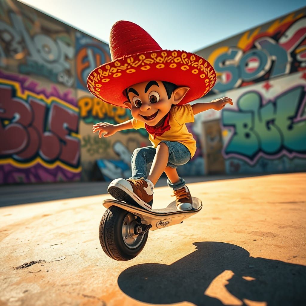 Speedy Gonzales Rides Futuristic Onewheel in Vibrant Skate P...