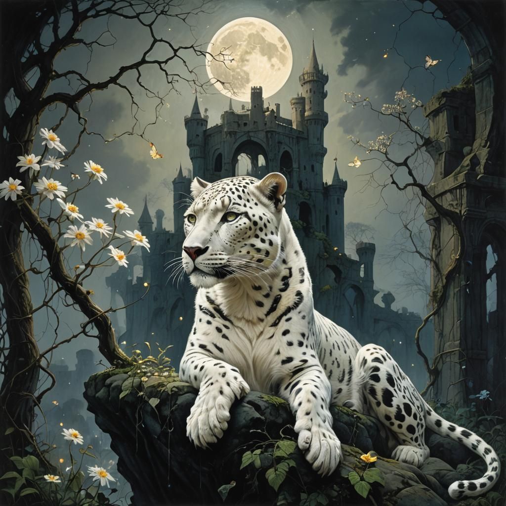 Enchanted Castle Leopard in Surrealist Style