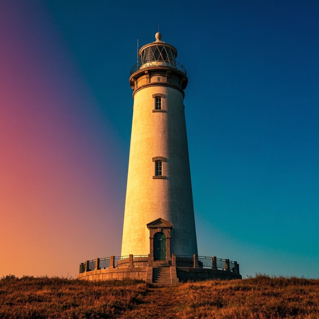 Hyperrealistic Lighthouse Ascending to Sky