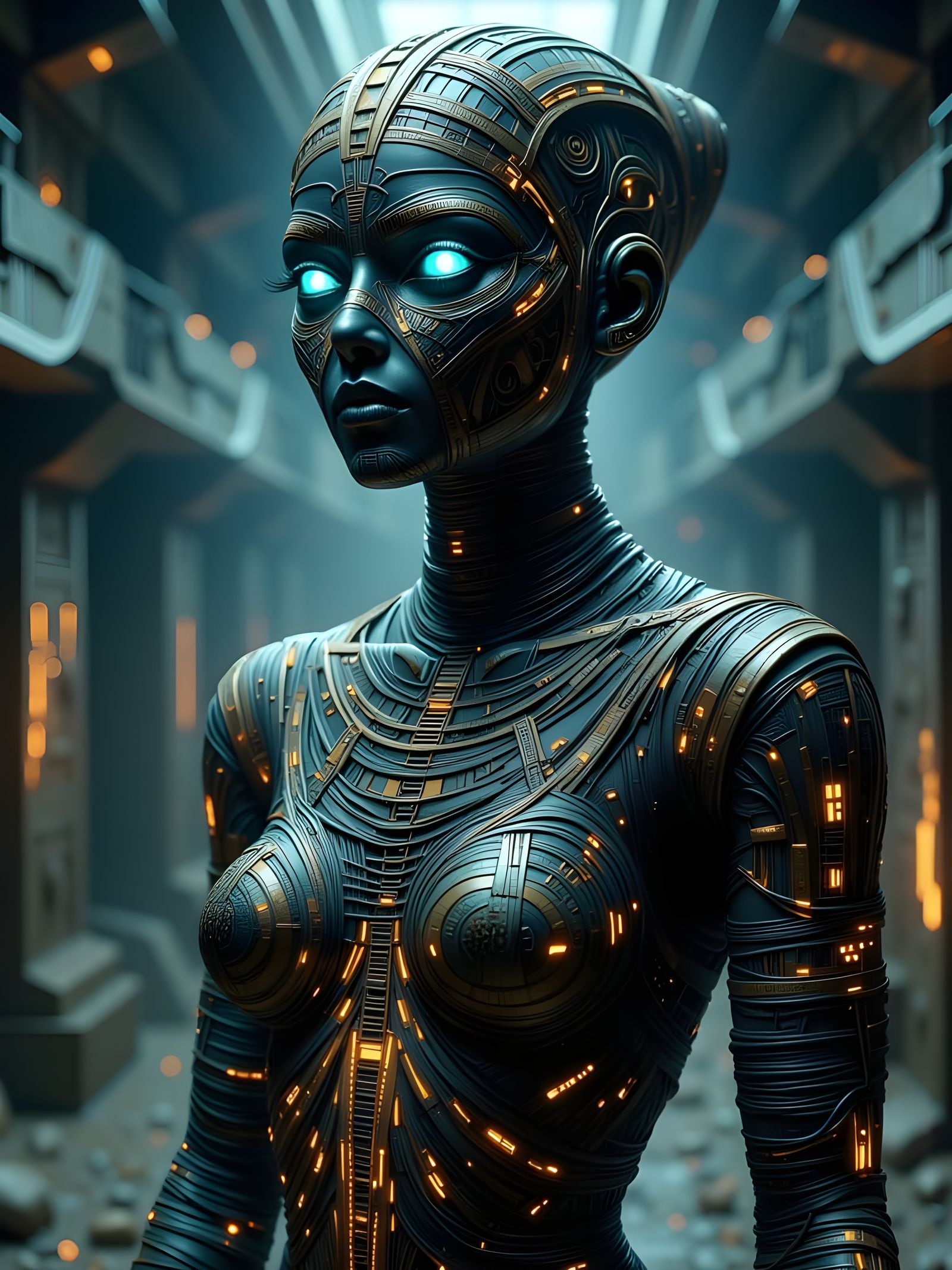 21st Century Mummy Portrait in Dark Egyptian Style