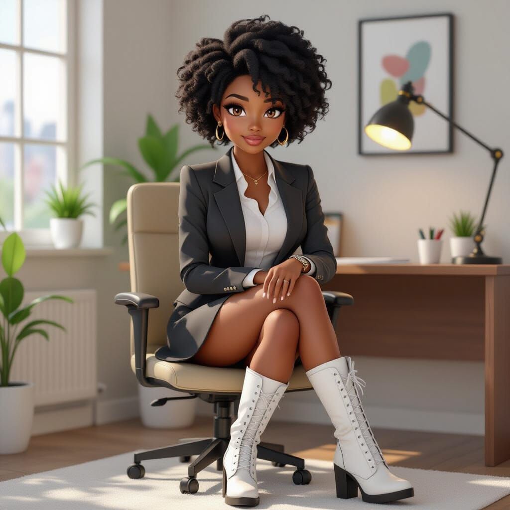Adorable African Woman in Detailed 3D Anime Style