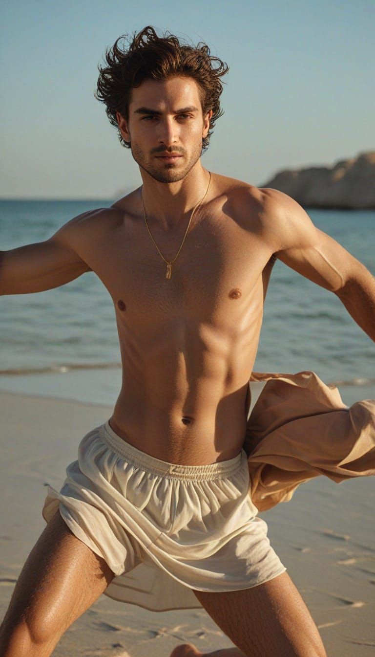 Greek God Ballet Pose in Hyper-Realistic Digital Art