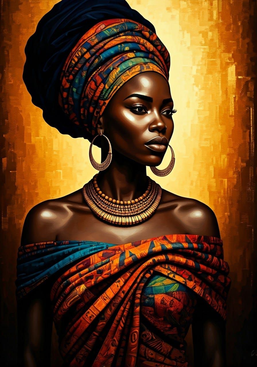 Elegant African Woman in Vibrant Textiles
