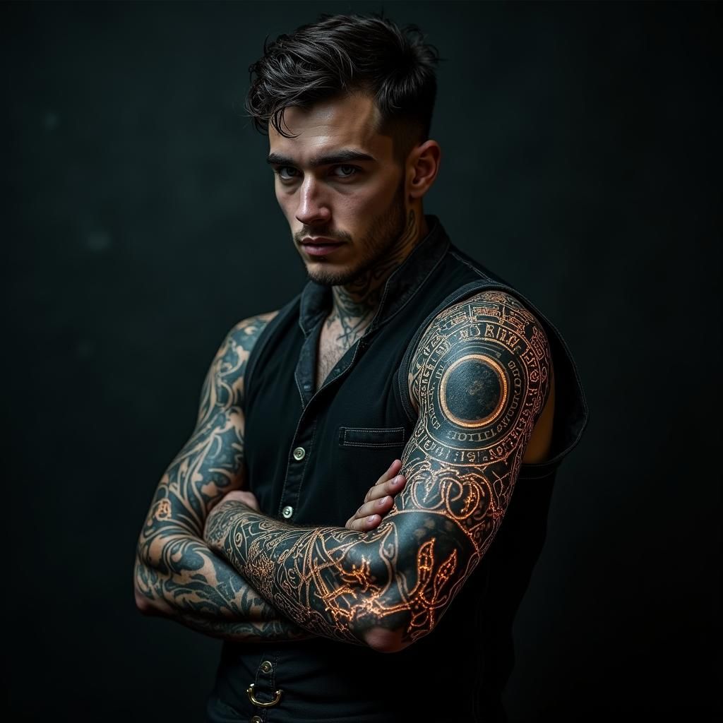 Wizard Sleeve Tattoo with Celtic Runes