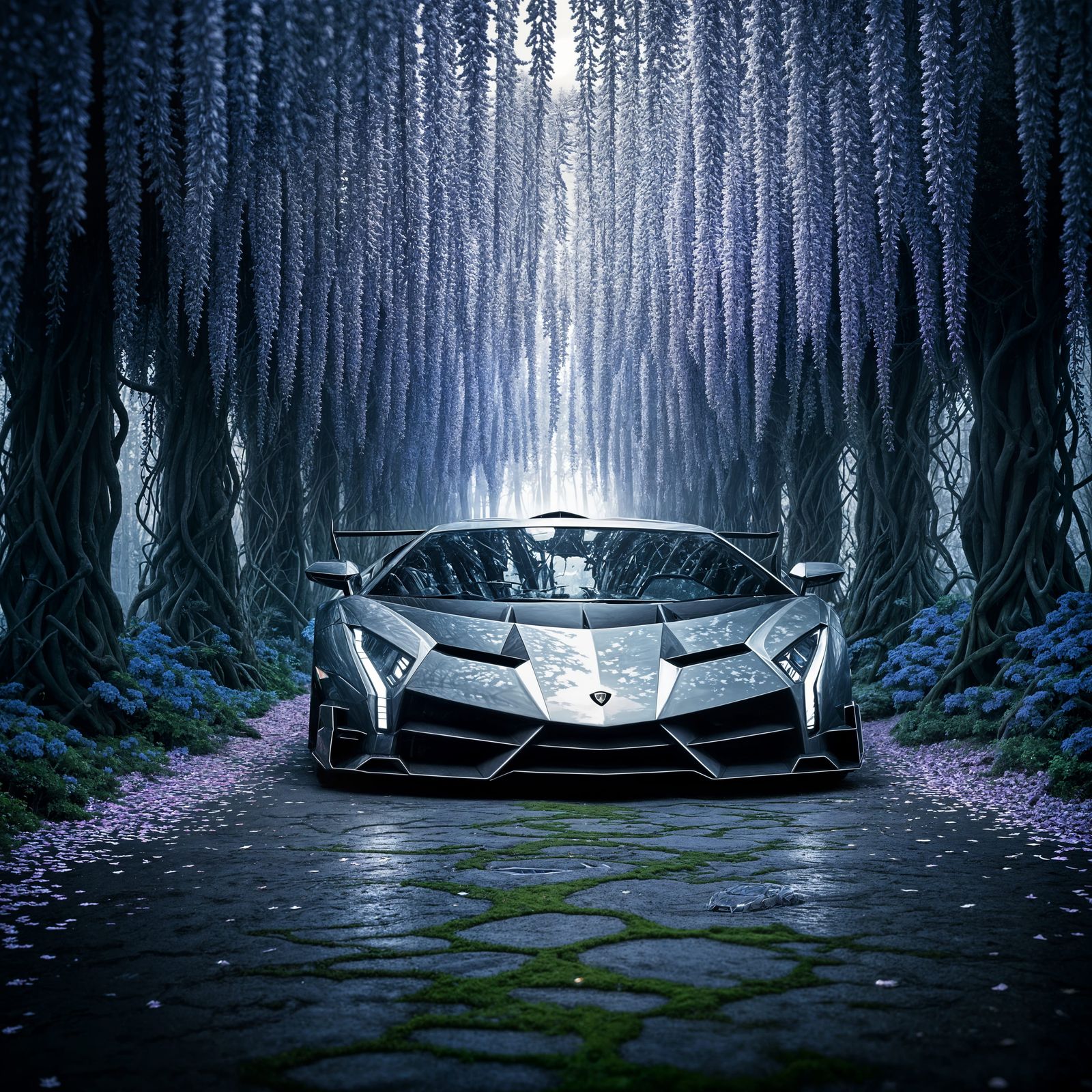 Lamborghini Veneno in Enchanted Wisteria Forest