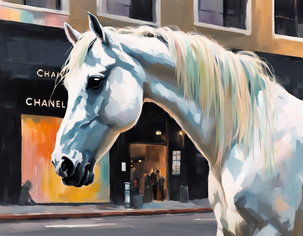 Majestic White Horse in Vintage Los Angeles