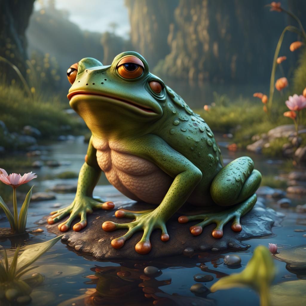 Detailed Matte Painting of Pepe the Frog