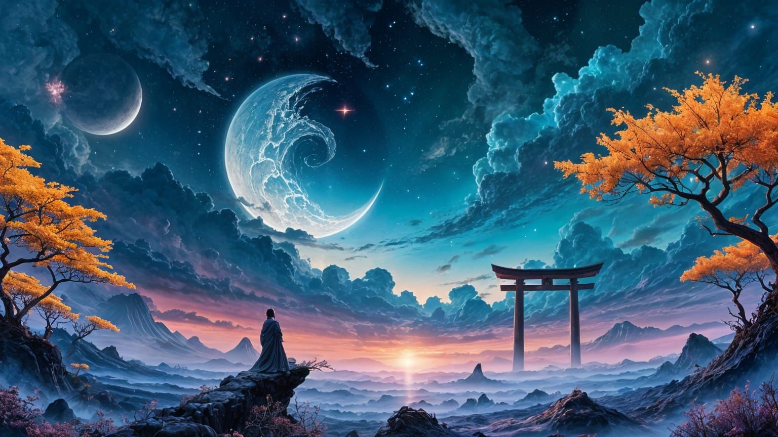 Surreal Shinto Gate Over Hawaiian Lava Field