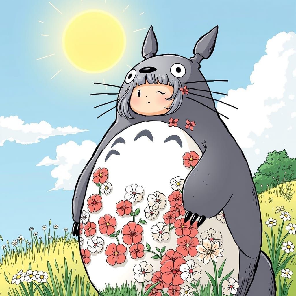 Manga-Inspired Totoro Girl's Sunny Adventure