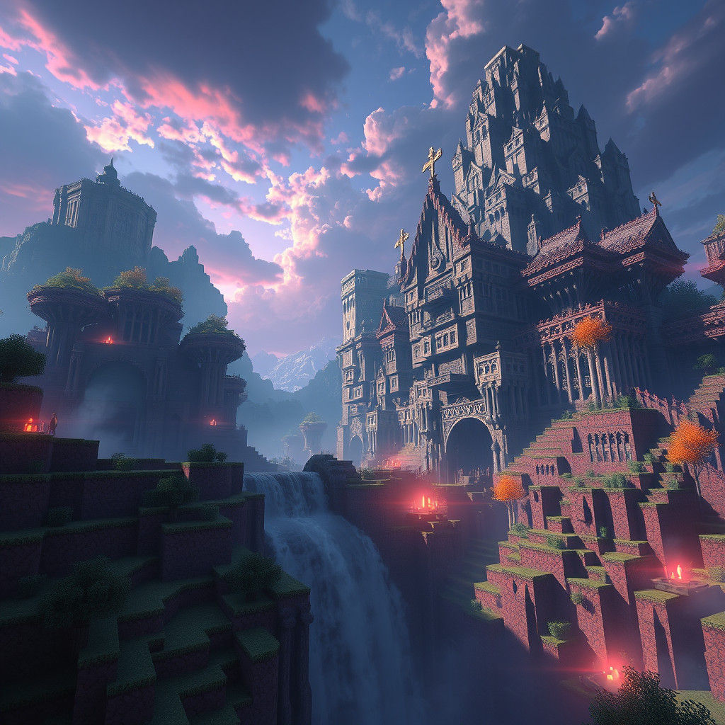 Detailed Minecraft Matte Painting in Unreal Engine