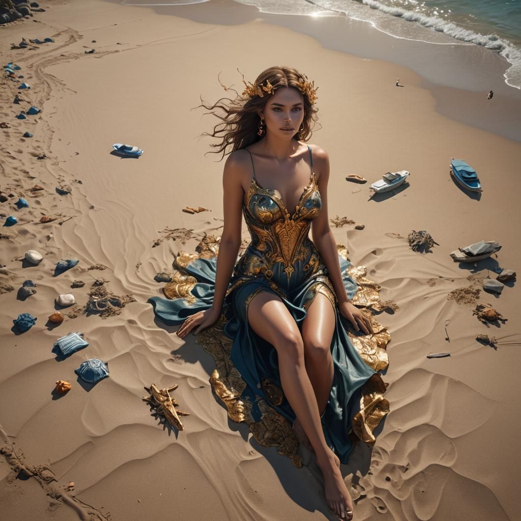 Woman Sunbathing: Detailed Fantasy Art in 8K