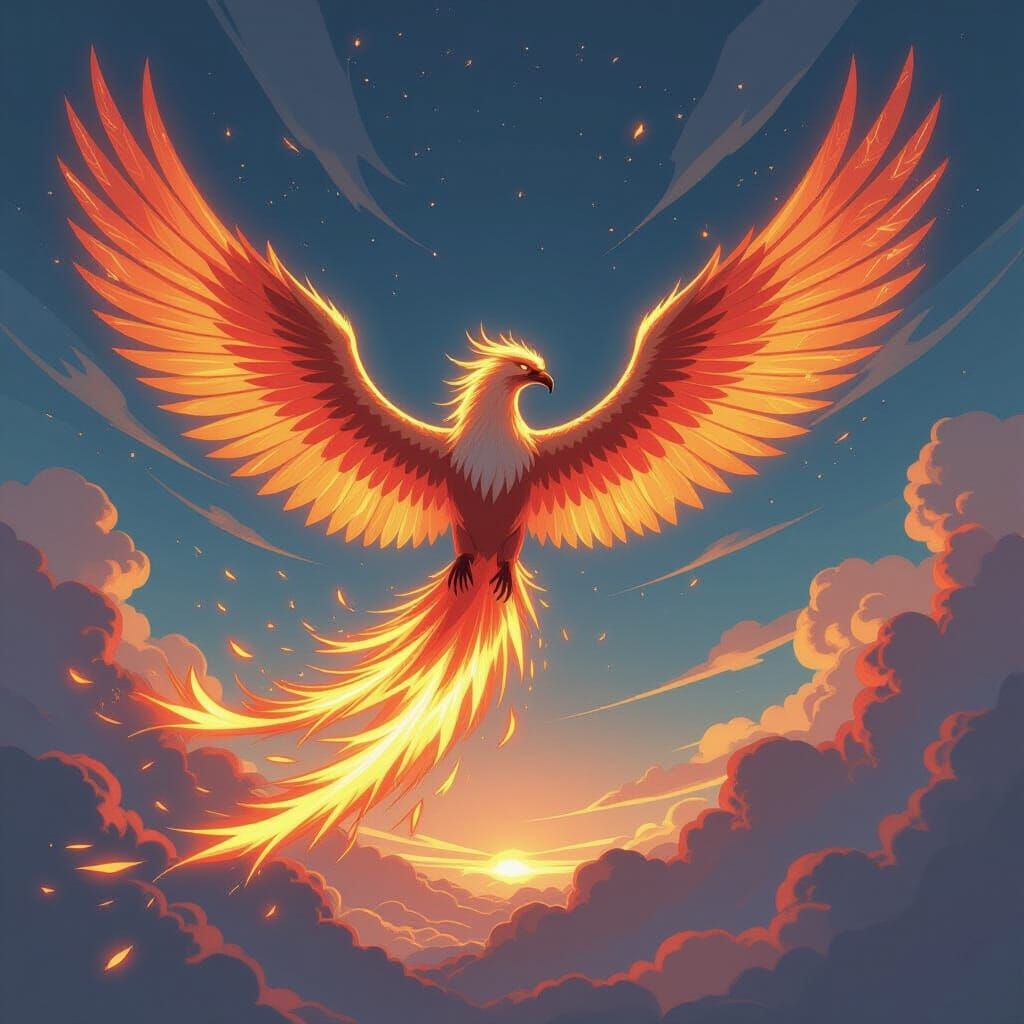 Iron Phoenix Bird in Dynamic Yugioh Anime Card Art Style