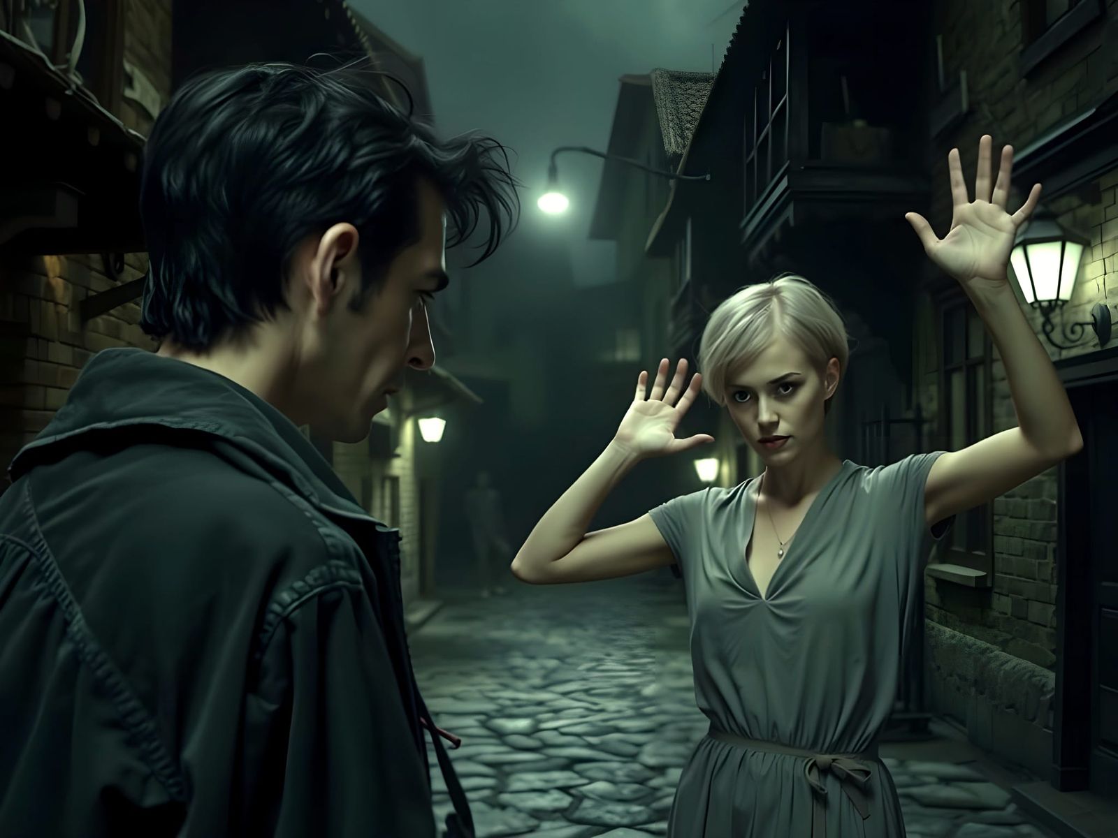 European Village Nightmare in 1920s Cinema Style