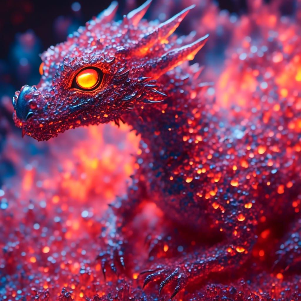 Cute Baby Crystal Fire Dragon Hatchling