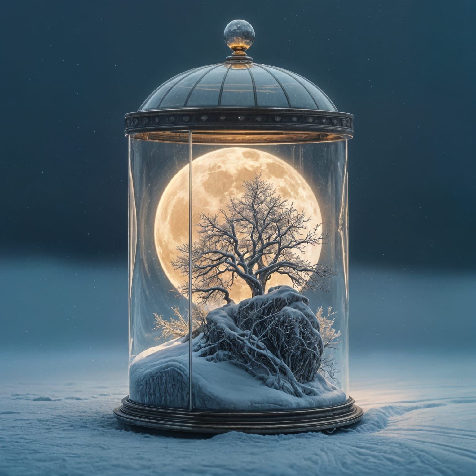 Ethereal Moon in Nested Glass Boxes