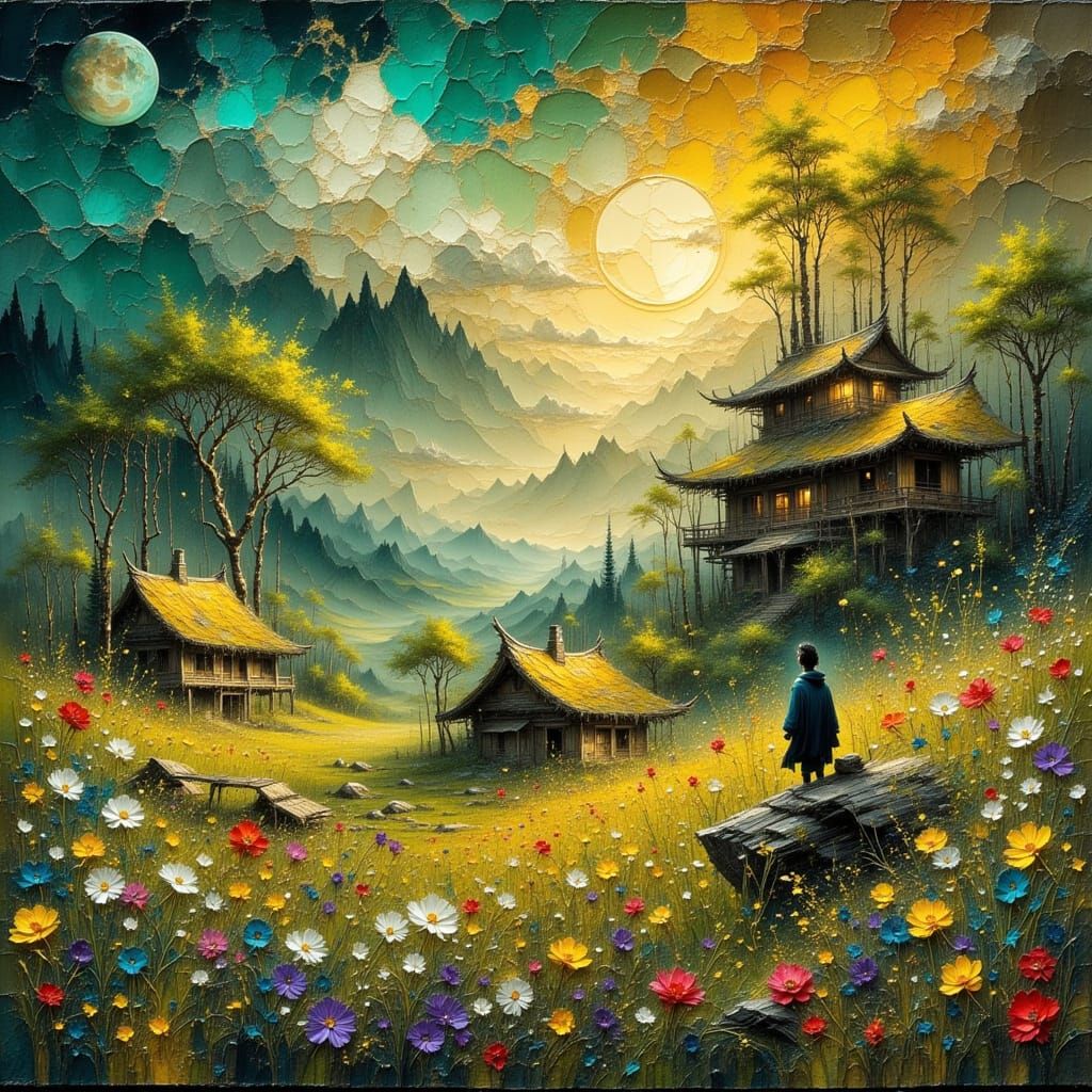 Winsome Village as Impasto Painting