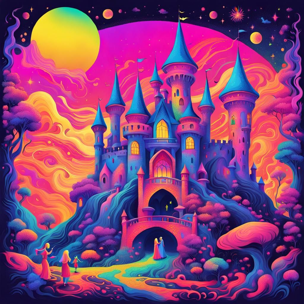 Psychedelic Fantasy Castle with Female Callers